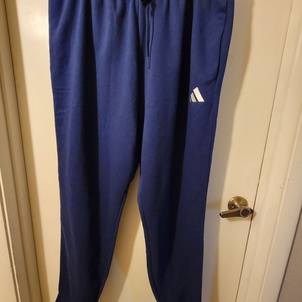 adidas Navy Blue Men's Joggers with White Logo